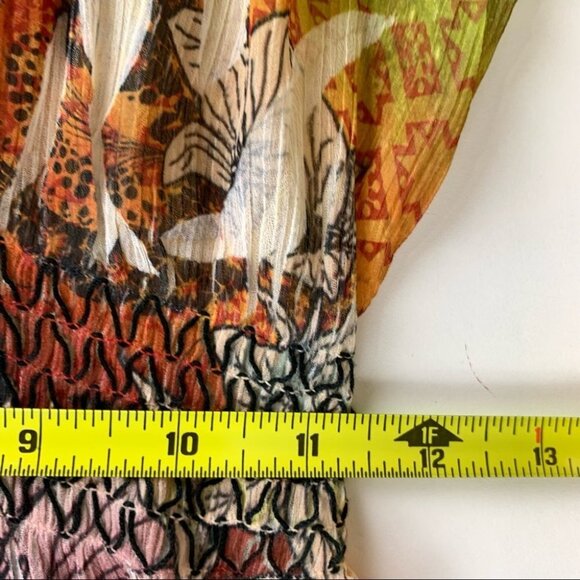 MUSHKA by Sienna, Inc Long Sleeved Sheer Tunic Top with Ruched Waist size Small - Picture 9 of 11